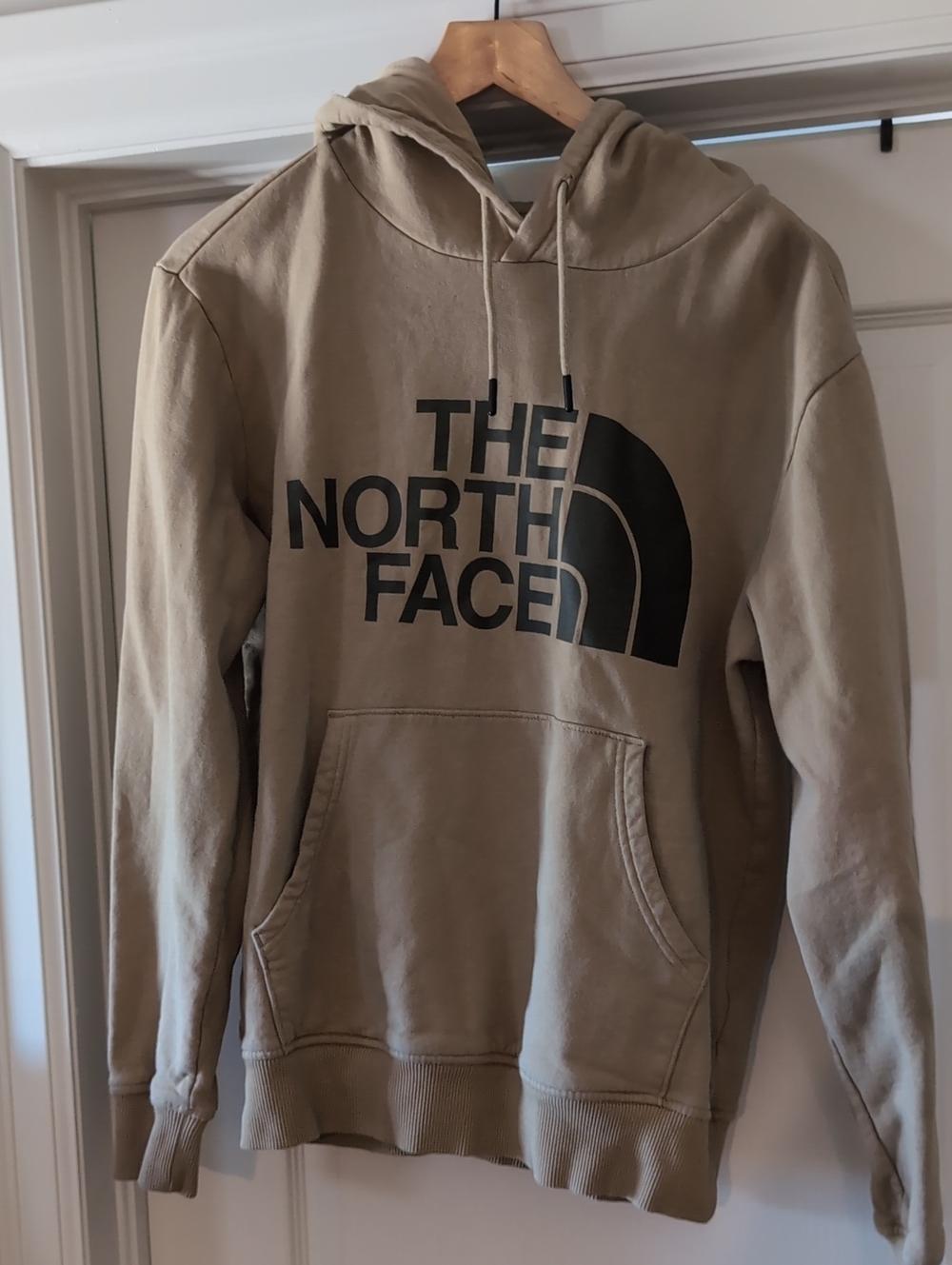 The North Face Men's Hoodie in Tan with Black Logo